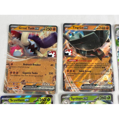 54 - 15 Pokémon EX trading cards all from the Scarlet and Violet era. Ting-Tu and Greta Tusk both have le... 