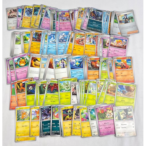 56 - Approx. 200 Pokémon trading cards all from the Scarlet and Violet era. To include 45 holo's and reve... 