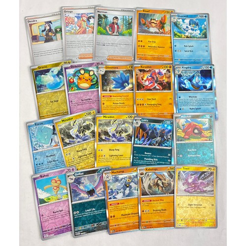 56 - Approx. 200 Pokémon trading cards all from the Scarlet and Violet era. To include 45 holo's and reve... 