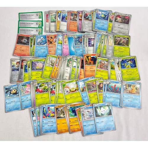 60 - Approx. 150 Pokémon trading cards from the Scarlet & Violet era. To include 59 holo's and reverse ho... 