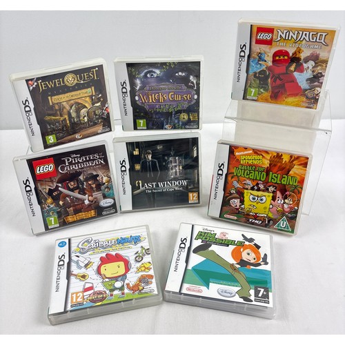 8 - 8 assorted Nintendo DS games, all cased, with manuals. To include: Kim Possible Global Gemini, Scrib... 