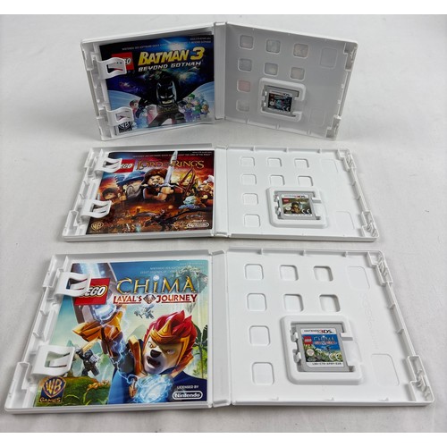 9 - 3 Nintendo 3DS Lego games, all cased and with manuals. Batman 3: Beyond Gotham, The Lord of The Ring... 