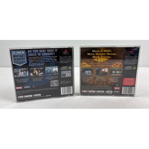 11 - 2 cased games for Sony Playstation 1 PS1 - X-Men: Mutant Academy 1 & 2, from Marvel & Activision. Bo... 