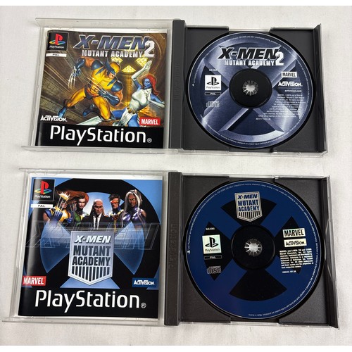 11 - 2 cased games for Sony Playstation 1 PS1 - X-Men: Mutant Academy 1 & 2, from Marvel & Activision. Bo... 