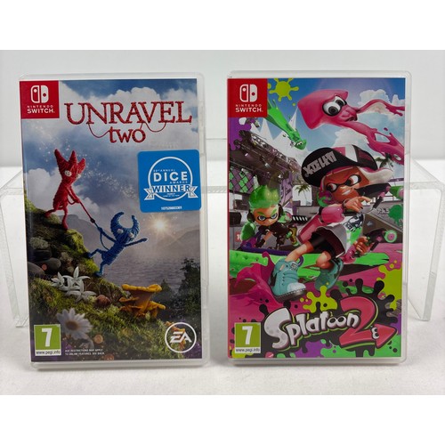 13 - 2 cased Nintendo Switch game cartridges - Unravel Two and Splatoon 2. Both in excellent condition.