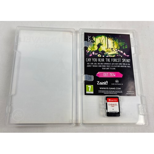 13 - 2 cased Nintendo Switch game cartridges - Unravel Two and Splatoon 2. Both in excellent condition.