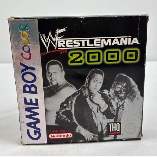 23 - Wrestlemania 2000 - Nintendo Game Boy Color game cartridge, boxed and with manual. Box has interior ... 