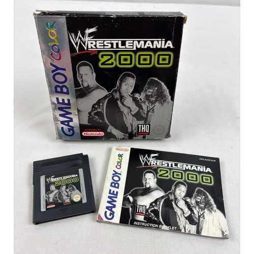 23 - Wrestlemania 2000 - Nintendo Game Boy Color game cartridge, boxed and with manual. Box has interior ... 