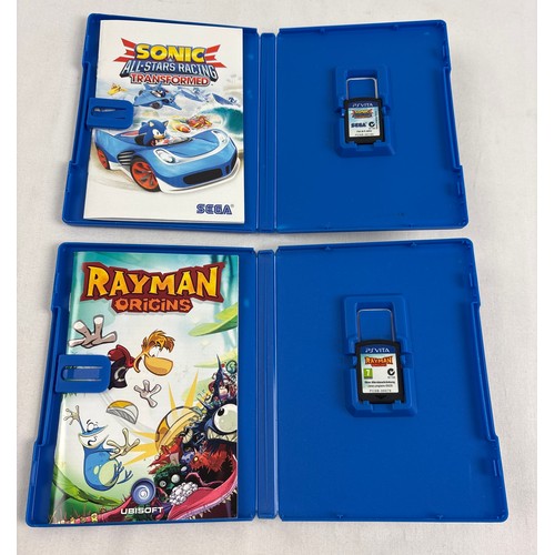 5 - 2 cased PS Vita games - Ltd Edition Sonic All Stars Racing Transformed, together with Rayman Origins... 