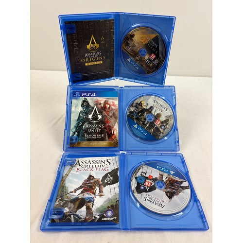 31 - 3 cased Assassin's Creed games for PlayStation 4, all with manuals. Assassin's Creed Origins, Assass... 