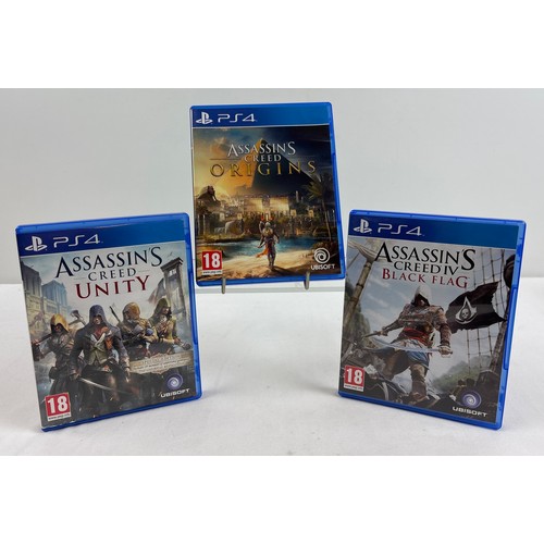 31 - 3 cased Assassin's Creed games for PlayStation 4, all with manuals. Assassin's Creed Origins, Assass... 