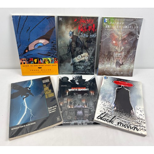 111 - 6 assorted Batman soft cover graphic novels from DC Comics and Titan Books. Comprising: Arkham Asylu... 
