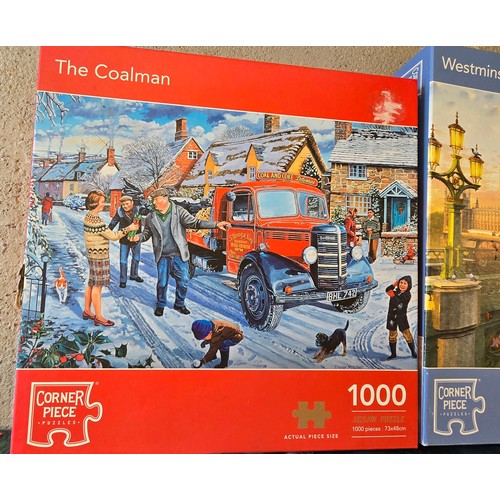 163 - 10 assorted 1000 piece jigsaw puzzles to include House Of Puzzles, Falcon and Kevin Walsh Nostalgia ... 