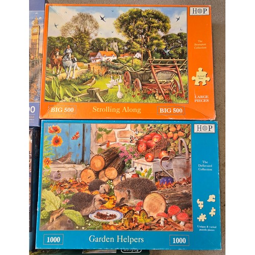 163 - 10 assorted 1000 piece jigsaw puzzles to include House Of Puzzles, Falcon and Kevin Walsh Nostalgia ... 