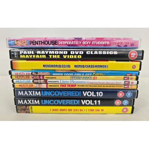 27 - 10 assorted adult erotic DVD's from magazine publications, to include Hustler, Mayfair, Penthouse an... 