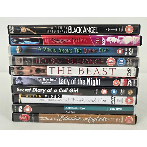 54 - 10 assorted adult 18 certificate DVD's in snap cases, to include films from Tinto Brass. House of To... 