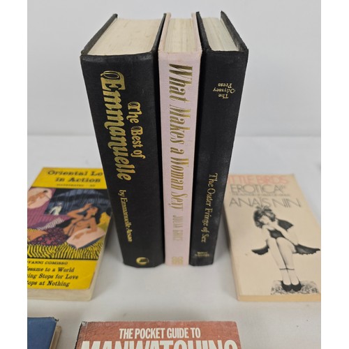 57 - 12 assorted vintage adult erotic hardcover & paperback books to include The Best of Emmanuelle and C... 