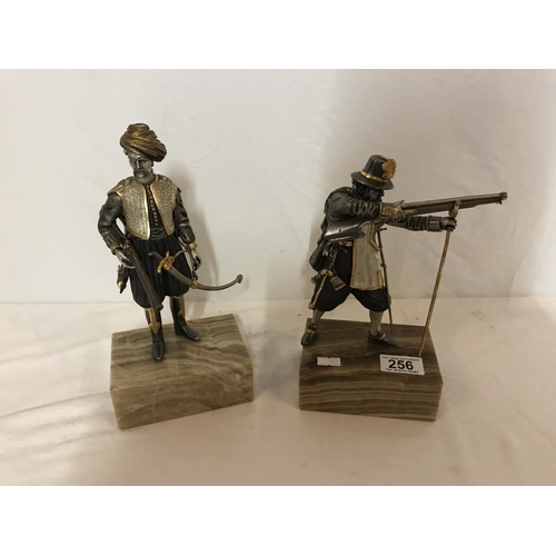 256 - PAIR OF AN STYLE METAL FIGURES OF SOLDIERS