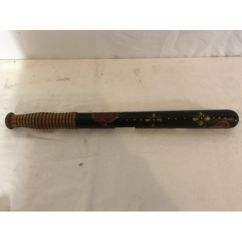 257 - PAINTED TRUNCHEON AND A CANVAS PISTOL HOLSTER