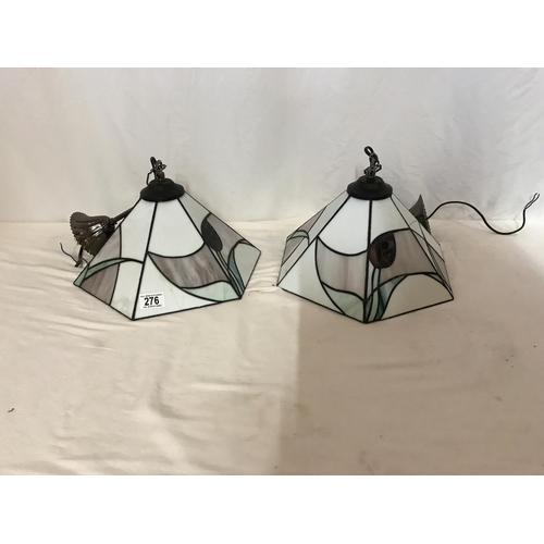 276 - PAIR OF TIFFANY STYLE CEILING LIGHTS