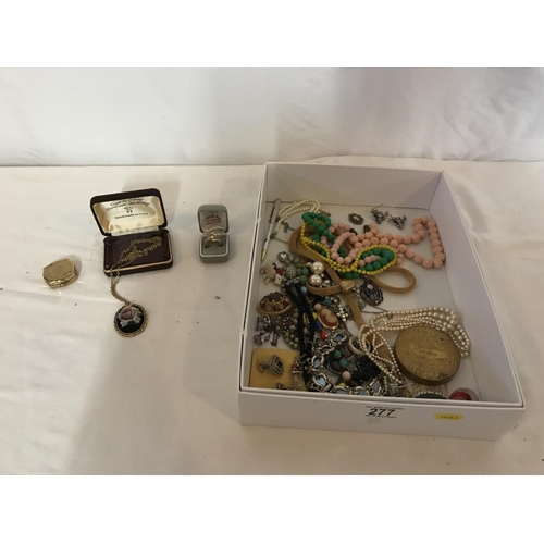 277 - BOX OF COSTUME JEWELLERY