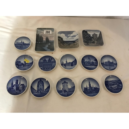 288 - QTY OF COLLECTABLE CERAMICS TO INCLUDE CRESTED WARE AND DANISH PIN DISHES