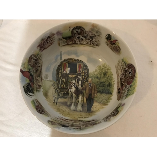 291 - QTY OF GLASSWARE TO INCLUDE FRUIT BOWLS AND DRINKING GLASSES AND CERAMICS ( 2 SHELVES)