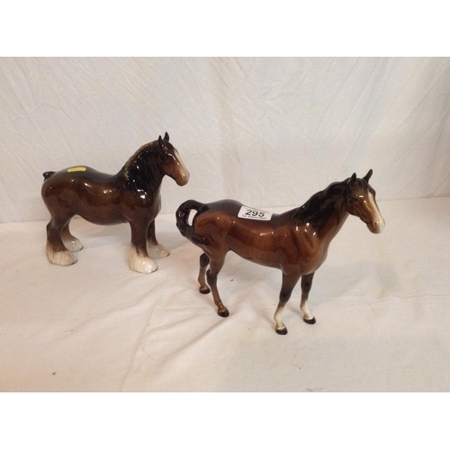 295 - ROYAL DOULTON SHIRE HORSE AND A BESWICK HORSE
