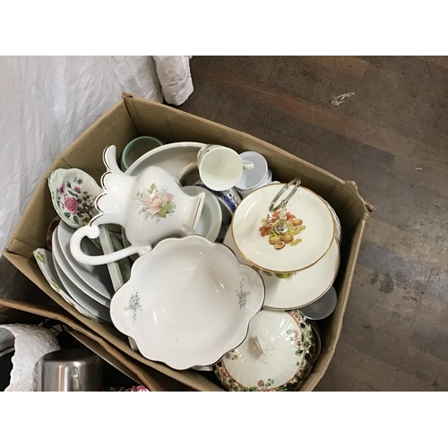 361 - 3 BOXES OF CHINA, GLASS, PYREX WARE ETC
