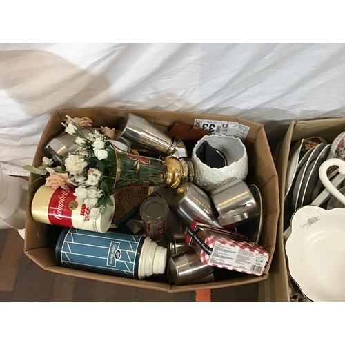 361 - 3 BOXES OF CHINA, GLASS, PYREX WARE ETC