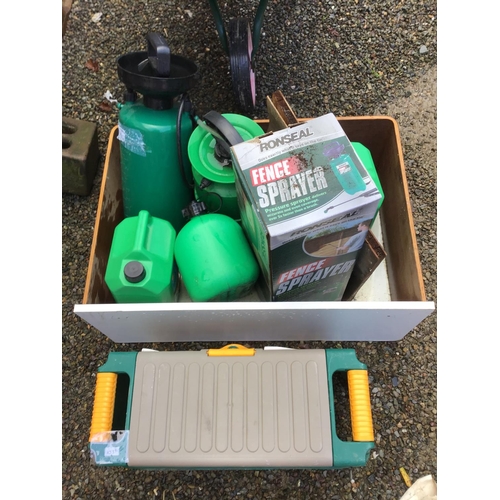 44 - WHEELBARROW HOSE PIPE ON DRUM GARDEN KNEELER ETC