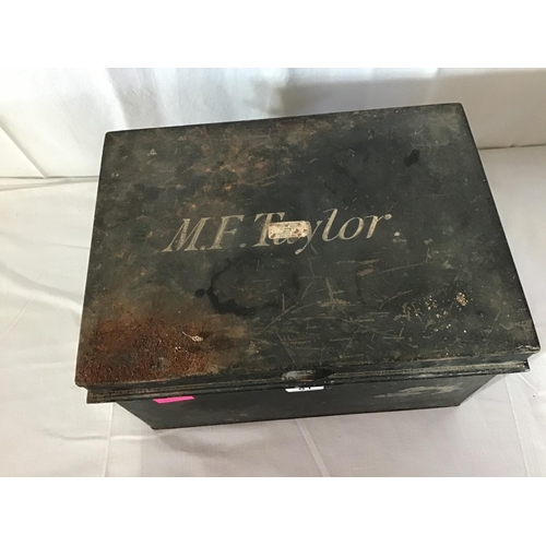 81 - VICTORIAN METAL DEED BOX