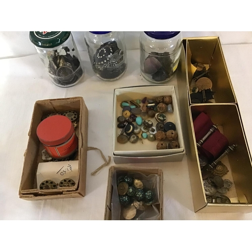 104 - COLLECTION OF BUTTONS, BUCKLES ETC