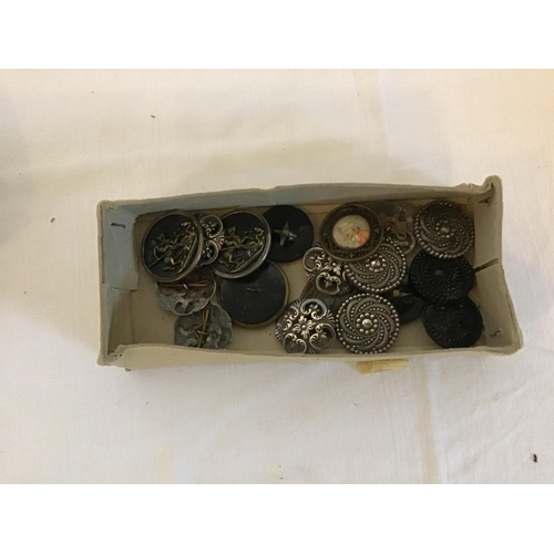 104 - COLLECTION OF BUTTONS, BUCKLES ETC