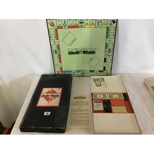 96 - VINTAGE MONOPOLY GAME, VINTAGE CRACKERS, AND MICKEY MOUSE GAME