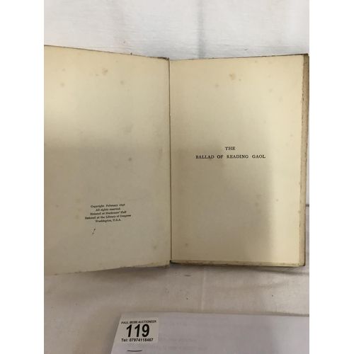 119 - BOOK OF THE BALLAD OF READING GAOL - (BY OSCAR WILDE) PUBLISHED BY LEONARD SMITHERS MDCCCXCIX