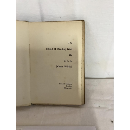 119 - BOOK OF THE BALLAD OF READING GAOL - (BY OSCAR WILDE) PUBLISHED BY LEONARD SMITHERS MDCCCXCIX