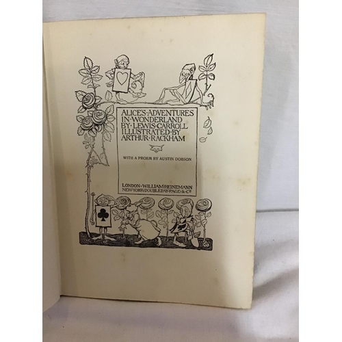 128 - BOOK - ALICE'S ADVENTURES IN WONDERLAND BY LEWIS CARROLL - ILLUSTRATED BY ARTHUR RACKHAM - WITH A PO... 