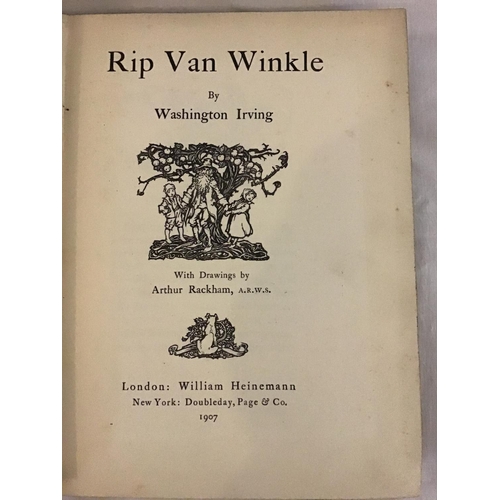 129 - BOOK - RIP VAN WINKLE - BY WASHINGTON IRVINE WITH DRAWINGS FROM ARTHUR RACKHAM - PUBLISHED BY HEINEM... 