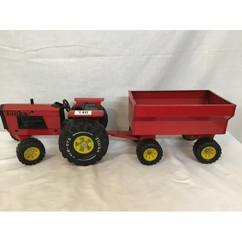 140 - VINTAGE TONKA TRACTOR & TRAILER - VINTAGE TIPPER