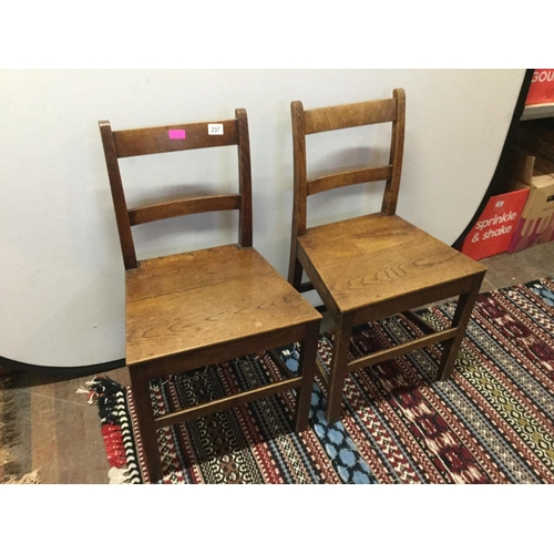 237 - PAIR OF OAK STRETCHERED GEORGAIN HALL CHAIRS