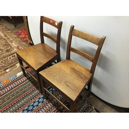 237 - PAIR OF OAK STRETCHERED GEORGAIN HALL CHAIRS