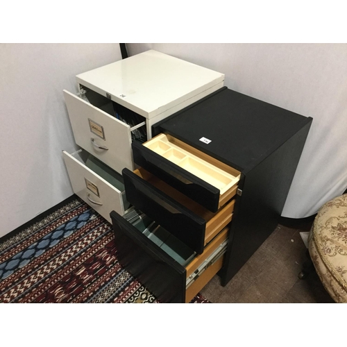 240 - METAL 2 DRAWER FILING CABINET & BLACK ASH 3 DRAWER FILING CABINET