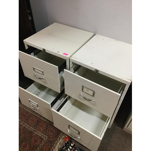 243 - PAIR OF 2 DRAWER METAL FILING CABINETS C/W KEYS