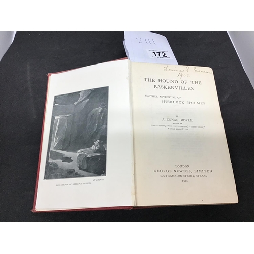 172 - THE HOUND OF THE BASKERVILLES BOOK BY A CONAN DOYLE
PUBLISHED BY  GEORGE NEWNES 1902