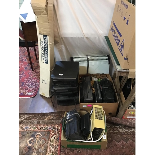 182 - QTY OF ELECTRICAL ITEMS TO INCLUDE - KENWOOD STEREO, FREEVIEW BOXES, PROJECTOR SCREEN ETC