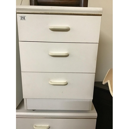 210 - WHITE 5 DRAWER BEDROOM CHEST & 2 MATCHING BEDSIDE CHESTS