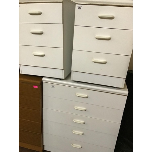 210 - WHITE 5 DRAWER BEDROOM CHEST & 2 MATCHING BEDSIDE CHESTS