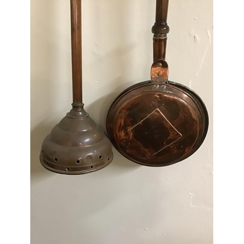 214 - EARLY COPPER WARMING PAN & COPPER POSSER