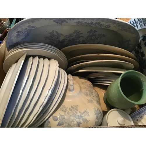 219 - 2 BOXES OF CHINA TO INCLUDE VICTORIAN MEAT PLATES ETC